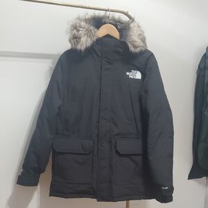 The North Face Men's Black Puffer Coat with Fur Hood